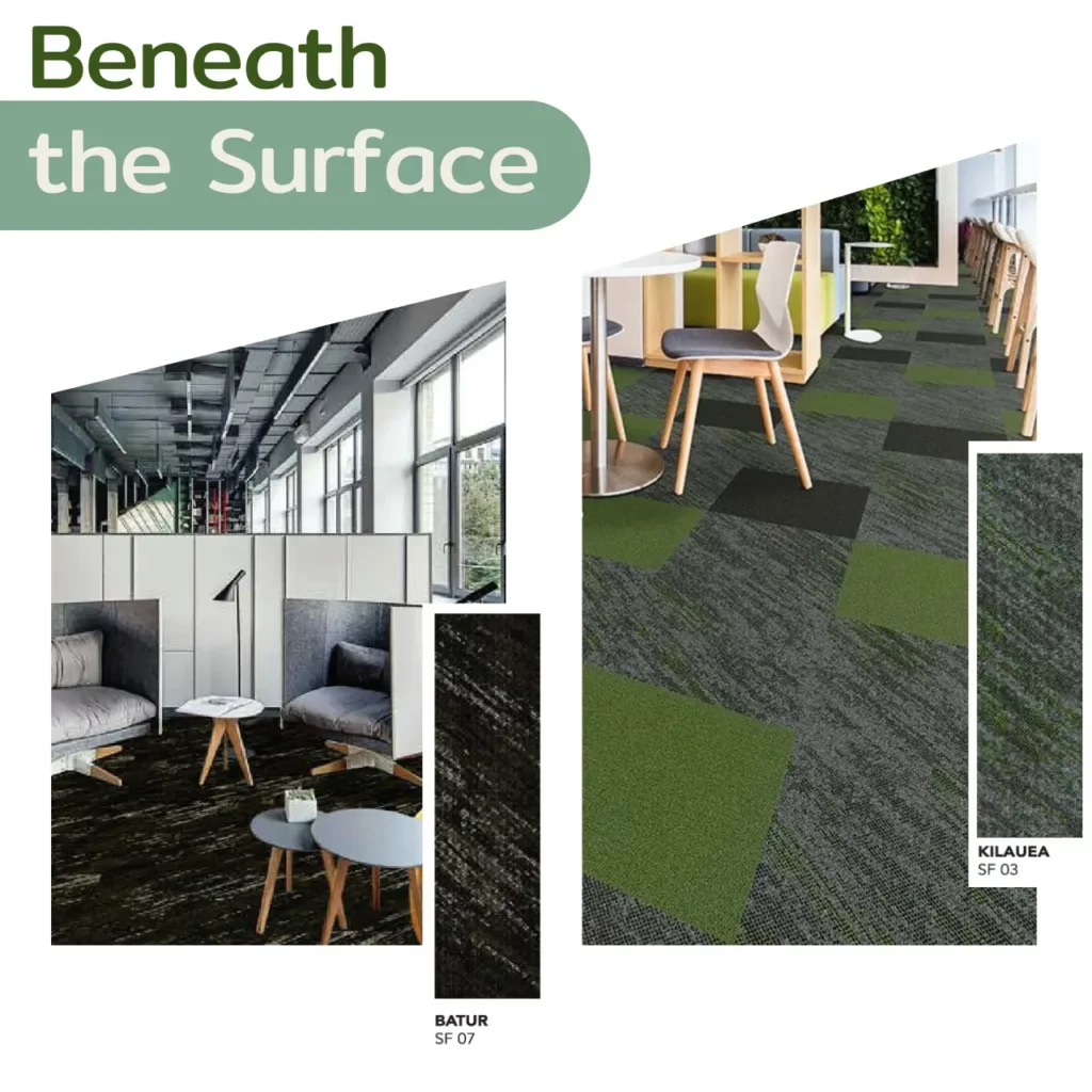 โครงสร้างพรมแผ่น Beneath the Surface พร้อมคุณสมบัติ EcoSoft รีไซเคิลได้และช่วยลดเสียงรบกวนในอาคาร