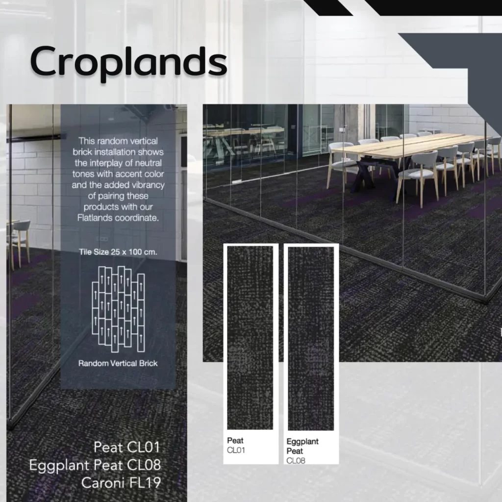 พรมแผ่น Croplands ไทล์ขนาด 25x100 ซม. สีเทา Organic Base