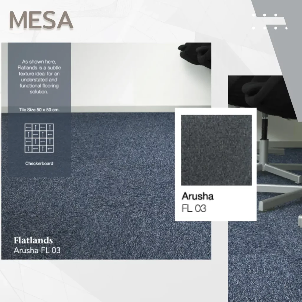 พรม MESA ไทล์ขนาด 50 ซม. รุ่น Gola, Musca, Arusha, Omo, Lona, Alkanda โทนเทาเข้ม