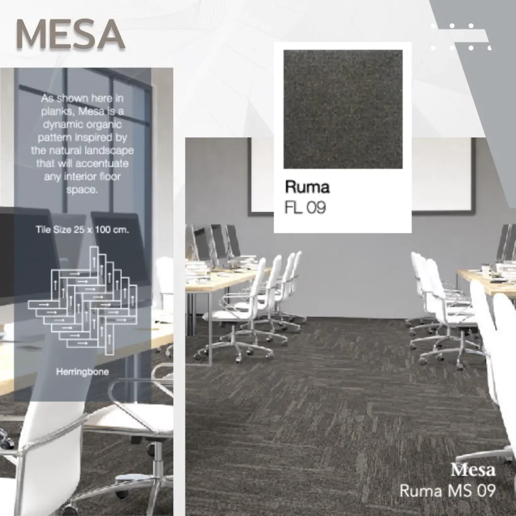 พรม MESA รุ่น Taza MS08 และ FL08 ลายอิฐแนวตั้งโทนน้ำตาล