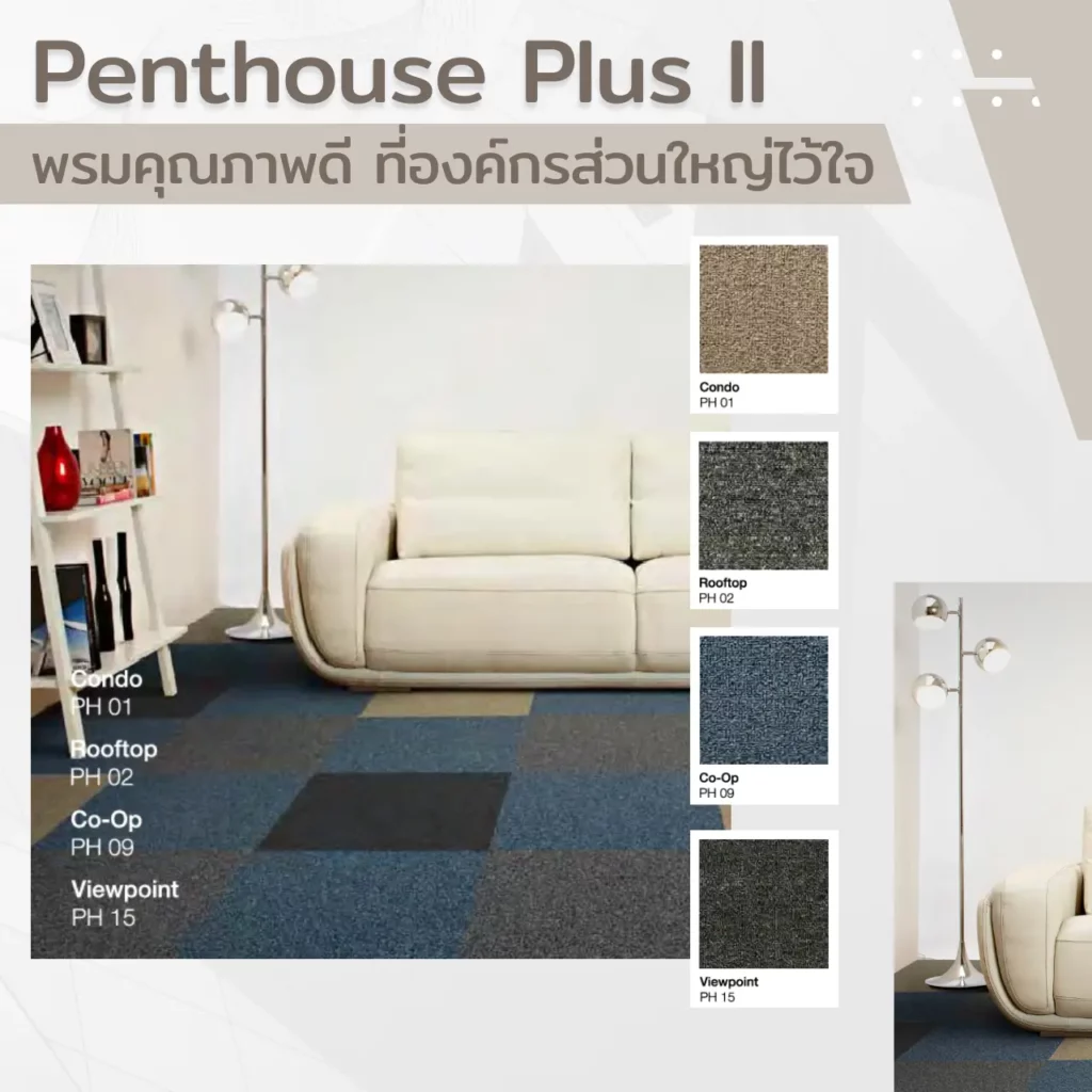 พรมแผ่น Penthouse Plus II รุ่น Condo PH01 Rooftop PH02 Co-op PH03 สำหรับห้องนั่งเล่นหรูหราจาก WSUang​​