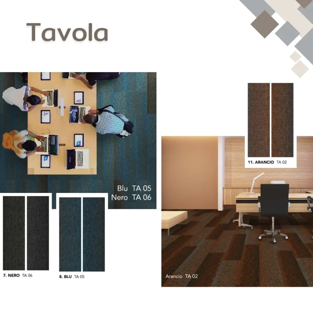 พรมแผ่น Tavola รุ่น Azzurro TA10 Bruma TA07 ลายเพชรสีน้ำเงินเทาสำหรับทางเดินออฟฟิศโมเดิร์นจาก WSUang​​