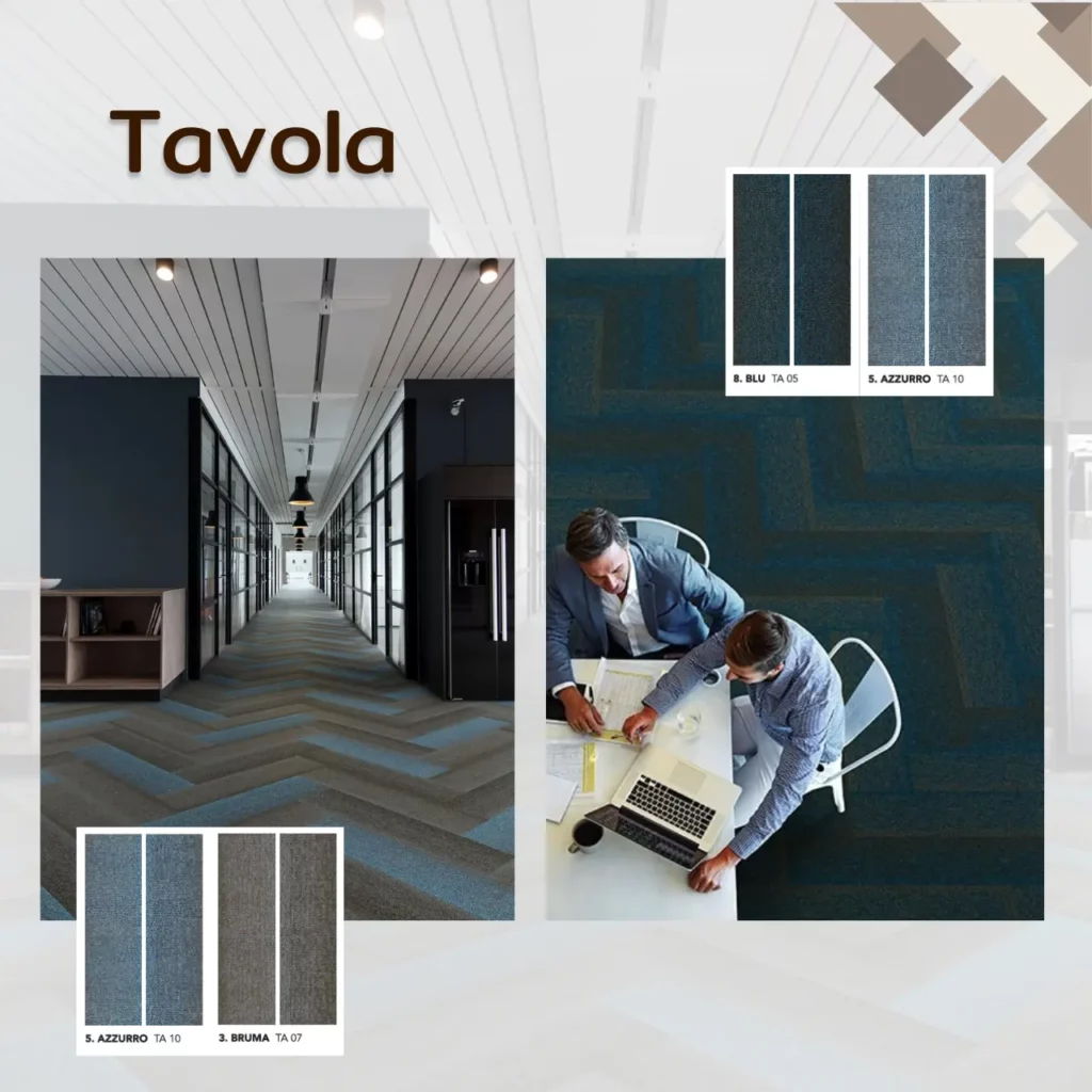 พรมแผ่น Tavola รุ่น Blu TA05 Nero TA06 Arancio TA02 สีน้ำเงินแดงดำสำหรับโต๊ะประชุมจาก WSUang​​